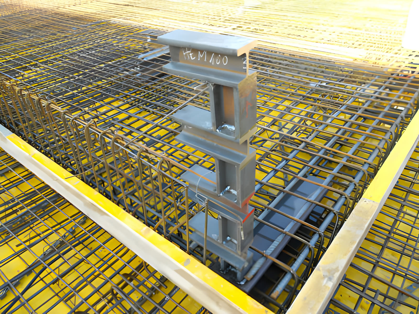 Ferraillage d'une dalle avant bétonnage